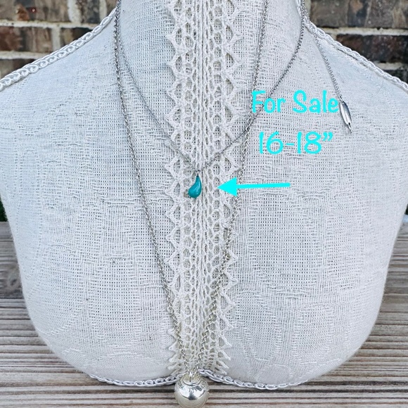 Tiffany Elsa Peretti Sterling and Turquoise Teardrop Necklace, 16-18" - Picture 1 of 10